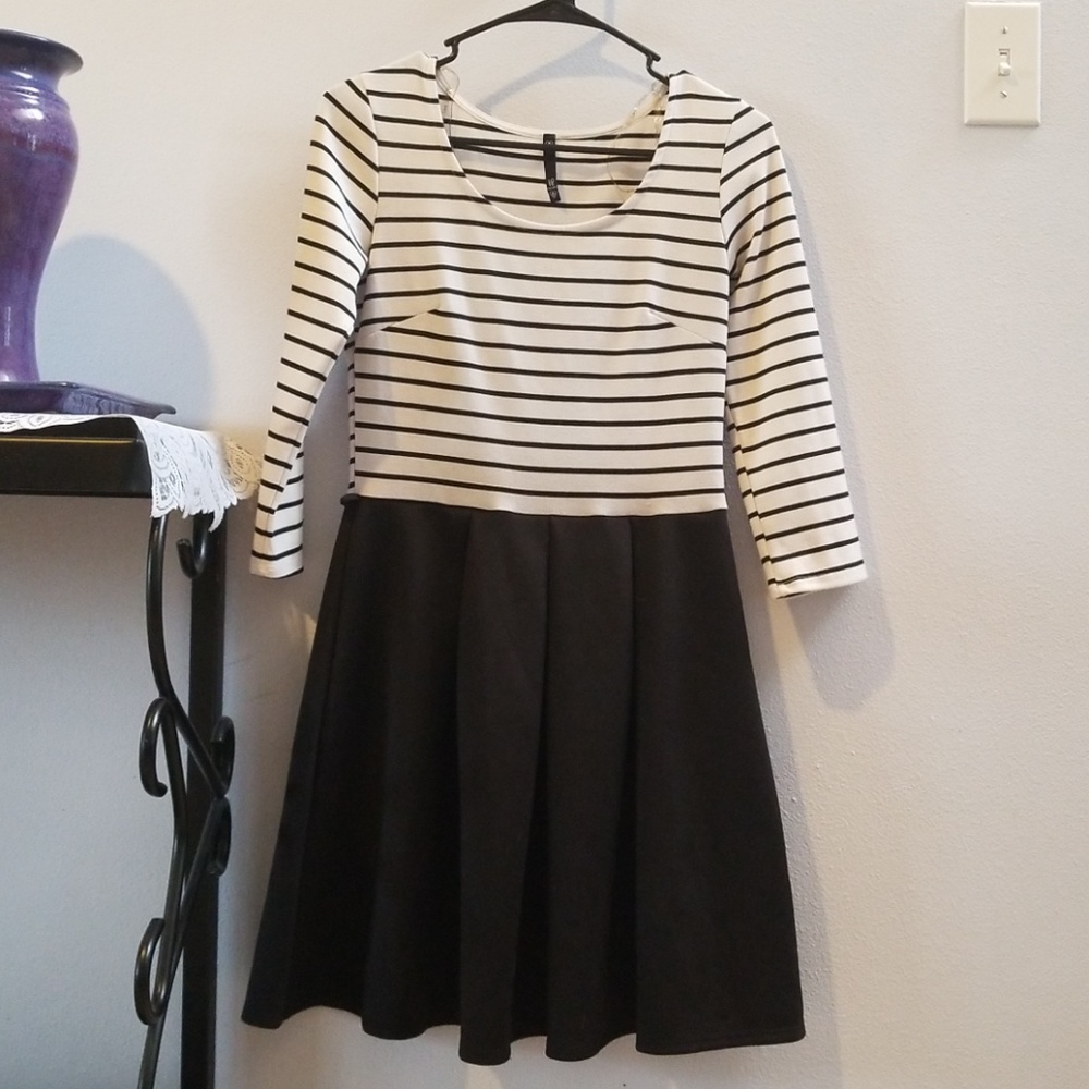 Black and white striped dress